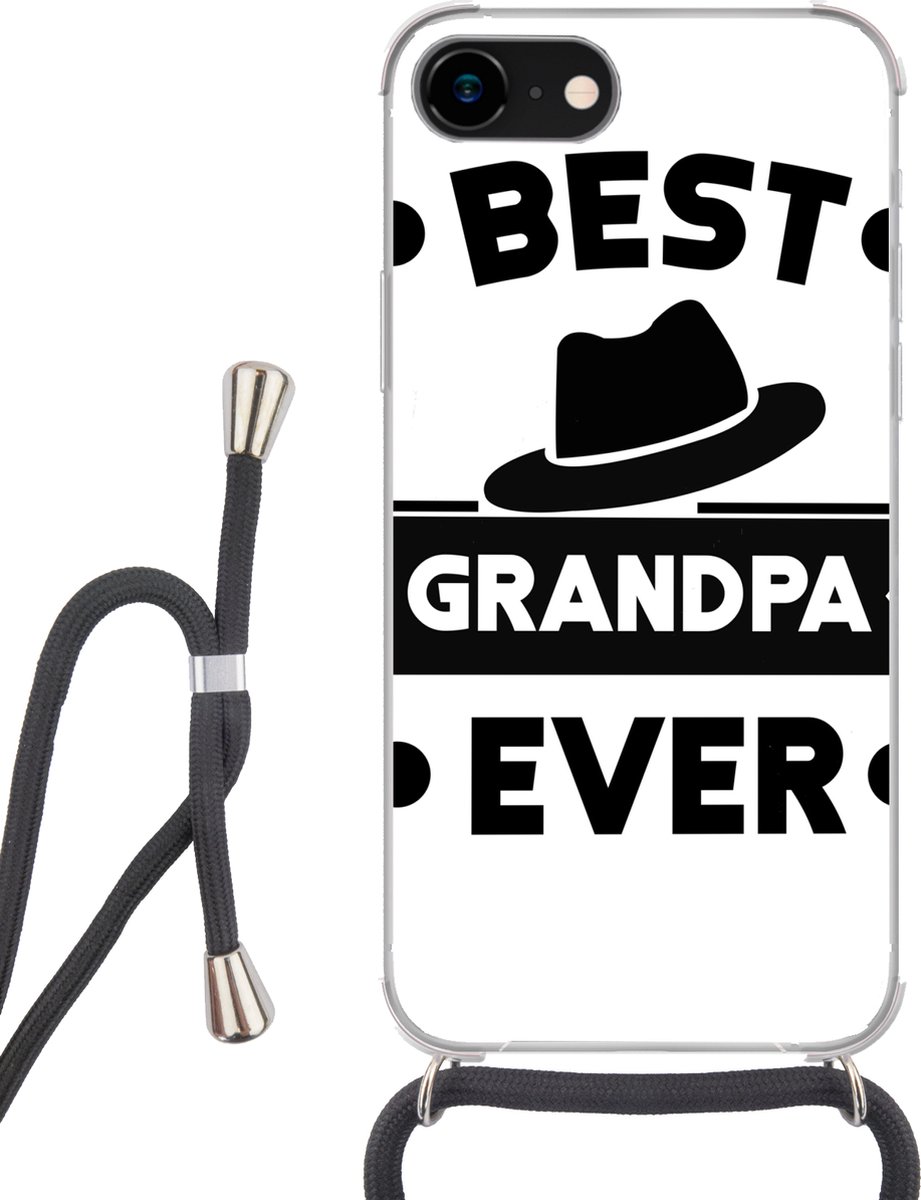 Telefoonhoesje Geschikt voor iPhone 8 - Opa - Quotes - Best grandpa ever - Spreuken - Siliconen - Crossbody - Backcover met Koord - Telefoonhoesje met koord - Hoesje met touw Telefoonhoesje