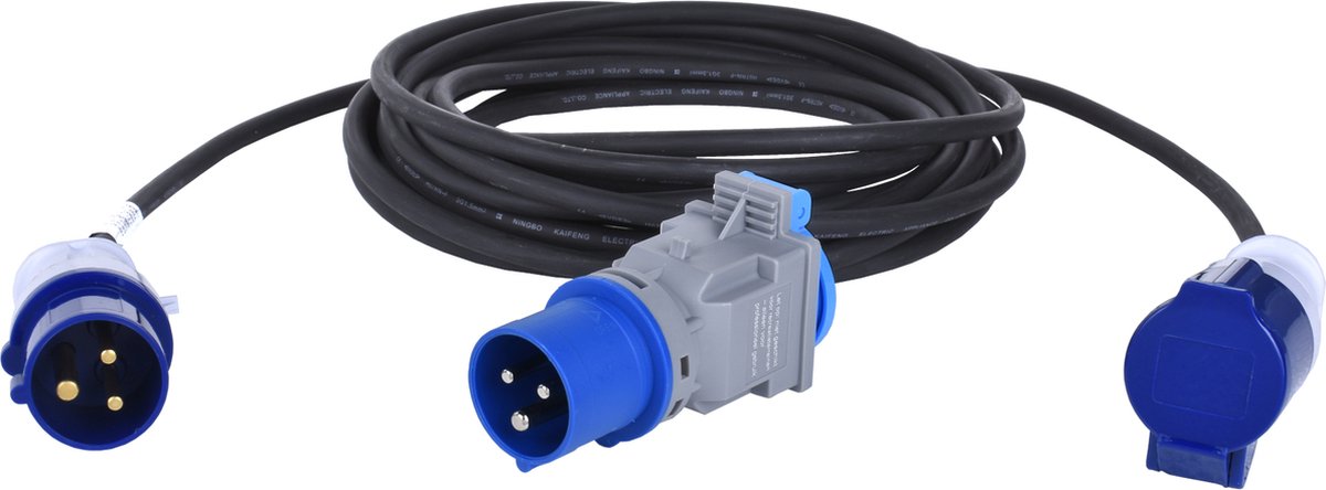 Verlengkabel Camping - CEE naar Schuko - 10 Meter + Verloopstekker - IP44 - 16A - 3500W