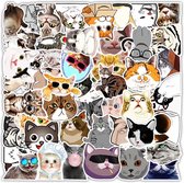 Katten Stickers 50 Stuks | Grappige Dieren Stickers | Kat | Poes | Kitten | Humor | Laptop Stickers | Stickers Kinderen | Stickers Volwassenen | Stickervellen | Plakstickers | Koffer Stickers | Stickers Bullet Journal | Planner Stickers