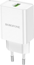 Borofone BN5 - USB Oplader - Geschikt voor Smartphones, Tablets, Etc - 18W - Wit