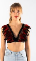 KIMU® Ressorts rouge marron - XS SM plumes steampunk cirque plume rouge