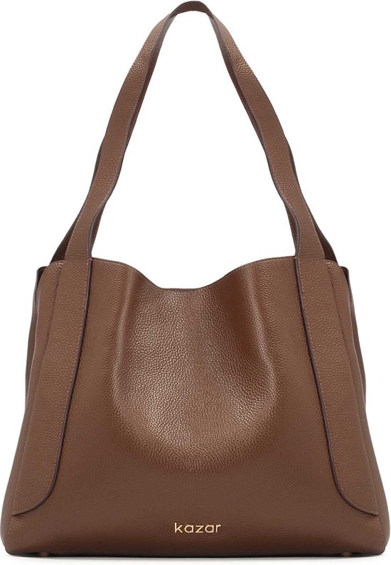 Brown pebbled leather shoulder bag