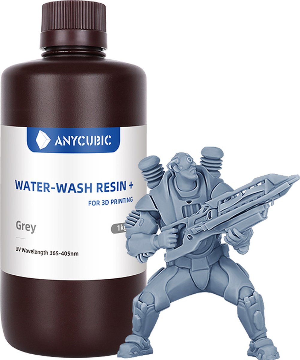 Anycubic Water-Wash Resin+ - 1Liter - 5 Verschillende Kleuren - 3D Printer Resin - Grijs
