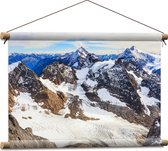 Textielposter - Laag Sneeuw op Berglandschap - 60x40 cm Foto op Textiel