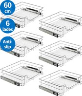 Keukenkast Organizer - Set van 6 Keukenkastorganizers - Schuiflades - 60 cm - ComfortSlide Geleiderails - Inclusief Ladeverdelers en Anti-slipmatten