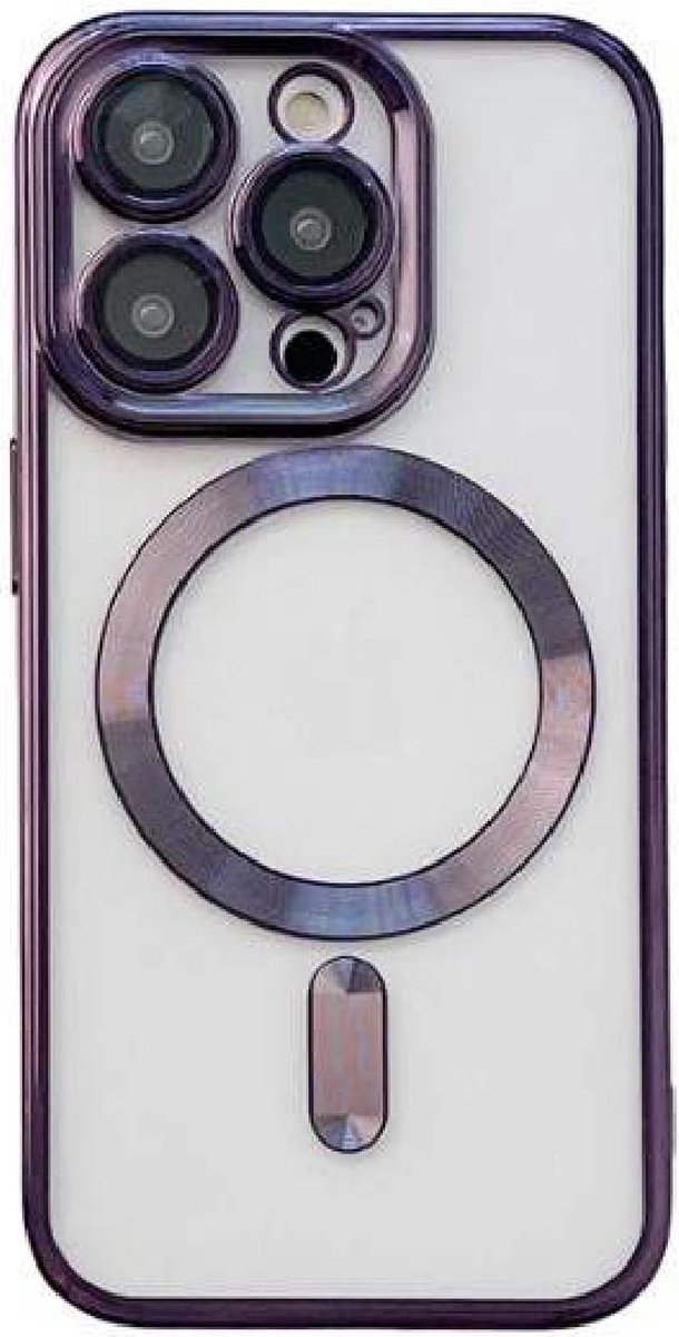 Fiquesa Autri® - Iphone 14 pro max hoesje - zwart - transparant - Magsafe