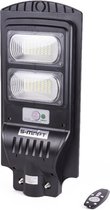 LED LAMP - LANTAARN - SOLAR + LIGHT SENSOR - IP65 - ZWART - 96 LEDS - AFSTANDSBEDIENIG - DIMBAAR