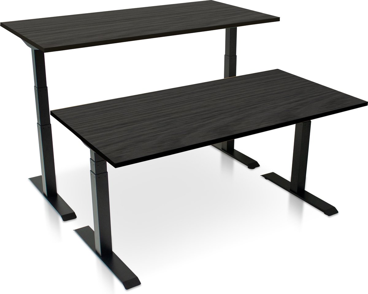 Zit-sta bureau elektrisch verstelbaar - MRC PRO NEN-EN 527 | 180 x 80 cm | frame zwart - blad zwart eiken | memory functie met USB | 150kg draagvermogen thumbnail 4