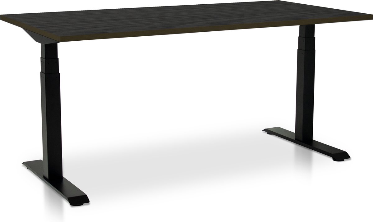 Zit-sta bureau elektrisch verstelbaar - MRC PRO NEN-EN 527 | 180 x 80 cm | frame zwart - blad zwart eiken | memory functie met USB | 150kg draagvermogen