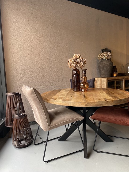 Pied araignée de table rond en manguier - finition lisse 130 cm