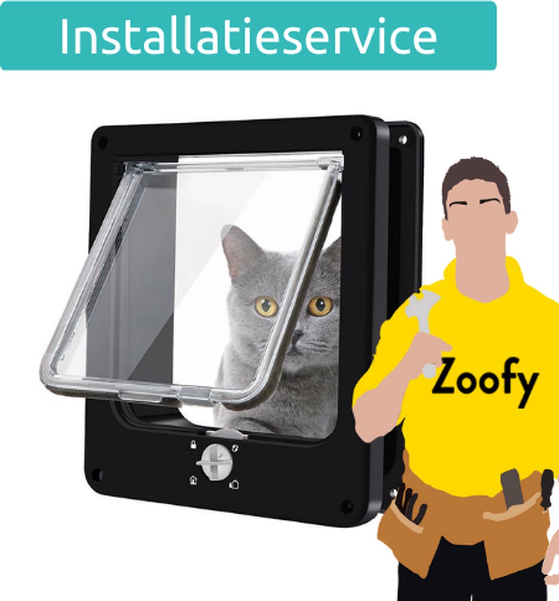 Plaatsen Kattenluik – Door Zoofy In Samenwerking Met Bol.com – Installatie-Afspraak Gepland Binnen 1 Werkdag –  Niet Voor Glazen Deuren