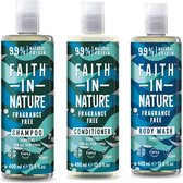 FAITH IN NATURE - Fragrance Free - Shampoo + Conditioner + Body Wash - 3 Pak - Voordeelverpakking