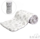 Soft Touch Printed Sterretjes Fleece Deken Unisex 75 X 75 Cm Polyester Wit/grijs