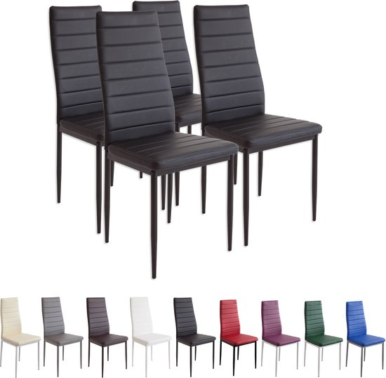 MILANO eetkamerstoelen in sets van 2 / 4 / 6, diverse Kleuren - Gestoffeerde stoel met kunstleer bekleding, Modern stijlvol design aan de eettafel - Keukenstoel of eetkamerstoel met hoog draagvermogen tot 110kg