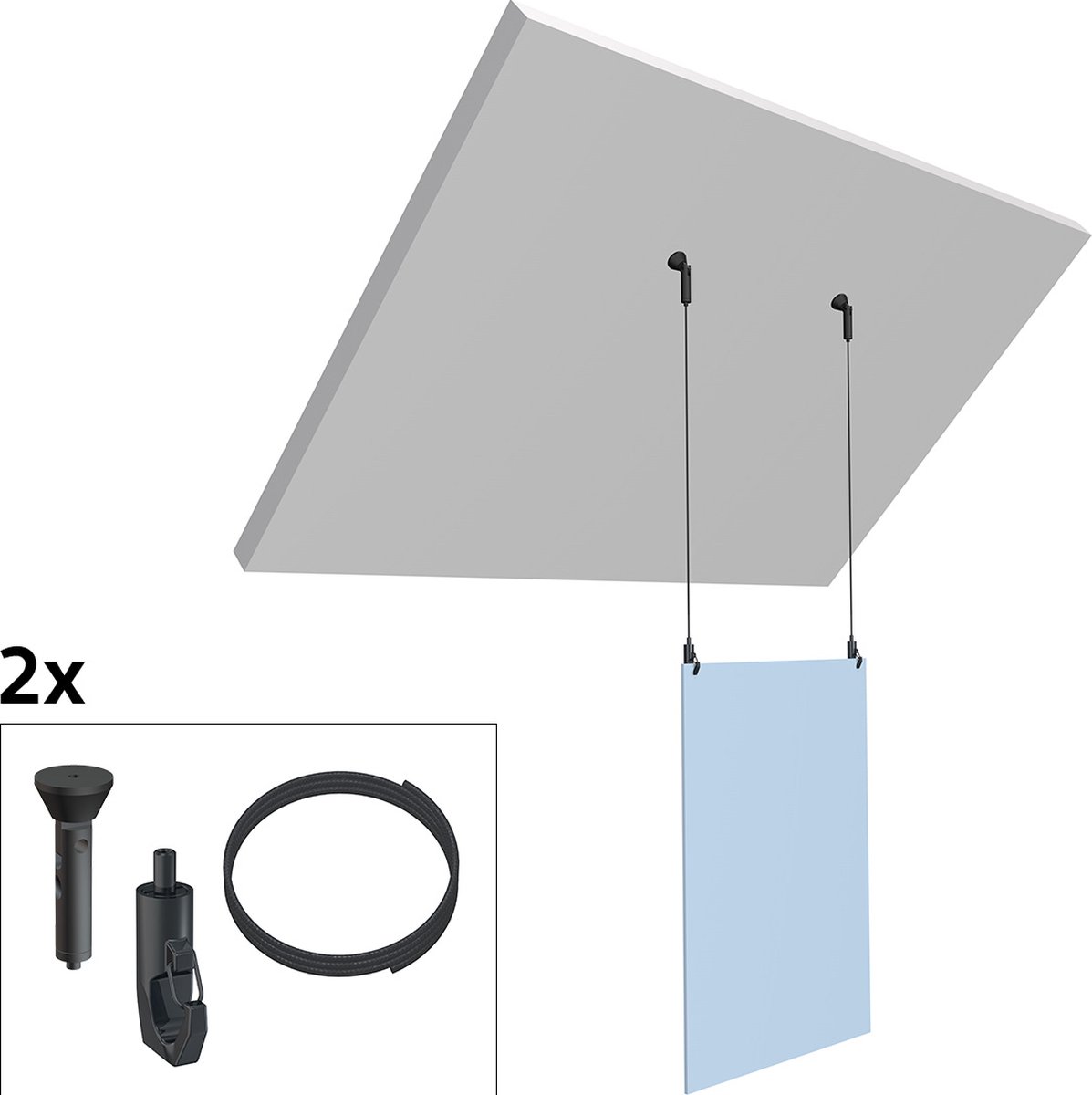 Artiteq Schilderij Ophangsysteem All-in-one Signing Schuine Wand Zwart