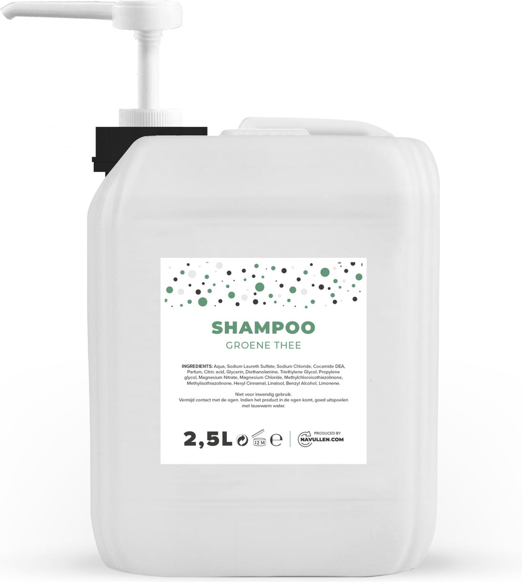 Shampoo - Groene thee - 2,5 Liter Jerrycan - Met pomp - Navulling - Navullen
