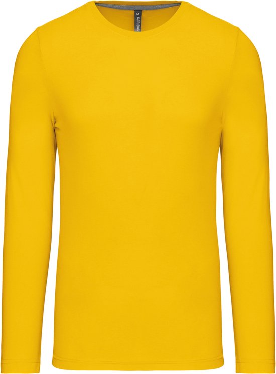 Herenshirt met lange mouwen en ronde hals Yellow - XL