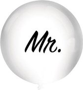 Ballon wit 80 cm bedrukt "Mr"