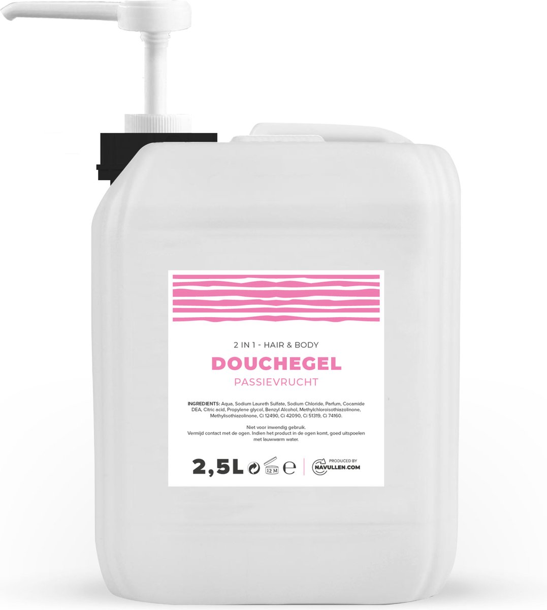 Douchegel - Passievrucht - 2,5 Liter - Jerrycan - Met pomp - Hair & Body - Navulling – Navullen