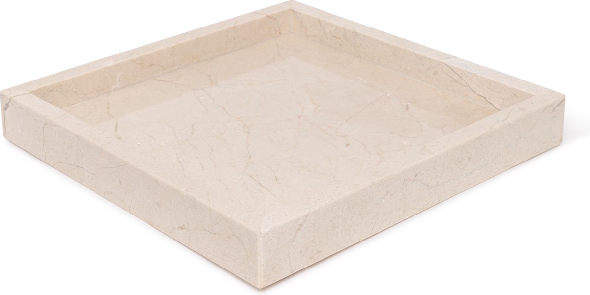MOOISA - Marmer - Marmer beige dienblad - tray 30x30cm - rond marmer dienblad - vierkant marmer dienblad - decoratie schaal - tapasplank - serveerplank