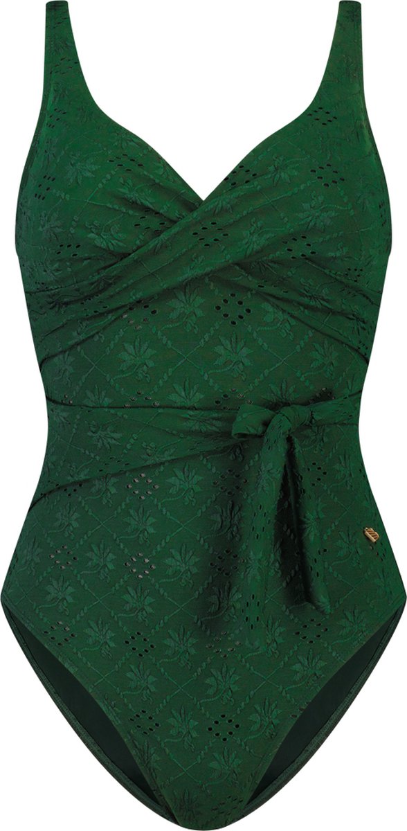 Beachlife Green Embroidery Dames Badpak - Maat 38 (Cupmaat B) Donkergroen