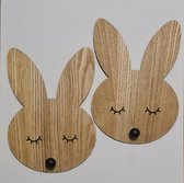 kapstok - Kapstokhaakjes, kinderkamer,set van 2 konijnhaken - 19x3.5x27 cm