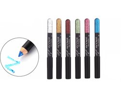 Wynie - Star Glitter - 6 Oogschaduw Potlood - Zilver/Goud/Bruin/Roze/Groen/Blauw - Set met 6 stuks
