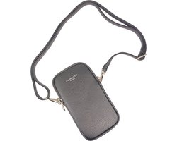 foto van Flora & Co - Paris - Handig Crossbody hand/telefoontasje voor mobiel - gsm - zwart - 2 vakken