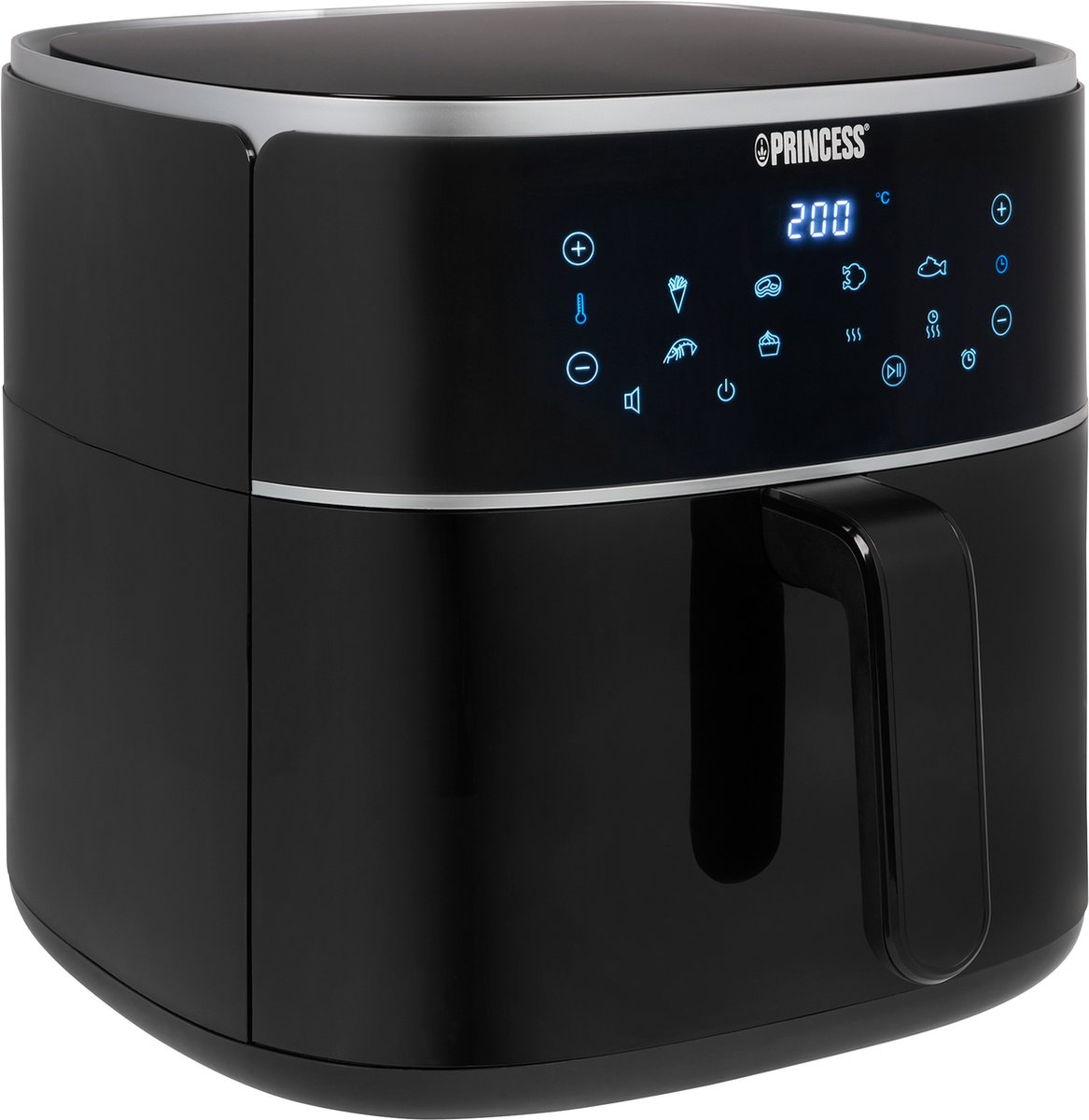 Afbeelding 3 van Princess Digitale Airfryer XXL 182254 - 8 liter - Extra Groot - PFAS vrij - Heteluchtfriteuse - Inclusief in hoogte verstelbaar Grillrack - Digital Touchscreen - 8 Automatische Programma's - 1800W - Zwart