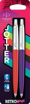 Stylos bille Parker Jotter Originals | Collection Rétrowave | Rouge vermillon et violet indigo | Encre bleue | point moyen | Blister