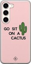 Casimoda® hoesje - Geschikt voor Samsung S23 - Go Sit On A Cactus - Backcover - Siliconen/TPU - Roze