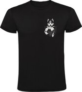 Husky in borstzakje Heren T-shirt | Hond | Dog | Huisdier | Dierendag | Grappig