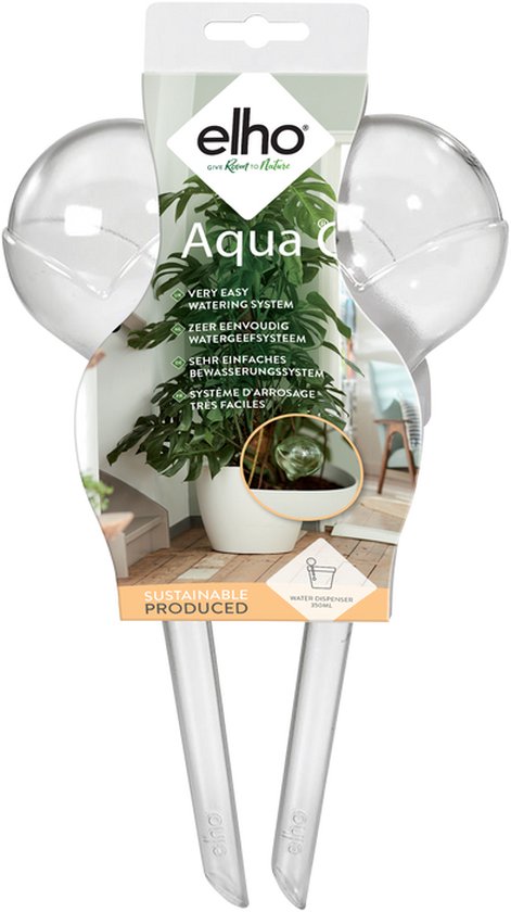 Elho Aqua Care 9 - Waterdruppelaar voor Planten - Gemaakt van Gereycled Plastic - Ø 17.3 x H 32.0 cm - Transparant