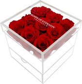 Roses of Eternity - 3 Jaar houdbare rozen in acryl box & sieradendoos - flowerbox - Romantisch Liefdes cadeautje - Cadeau voor vrouw - vriendin - haar - huwelijk - Moederdag - rood