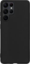 Geschikt voor Samsung Galaxy S22 Ultra mat zwart siliconen hoesje / achterkant / Back Cover TPU – 1,5 mm / met extra camera bescherming
