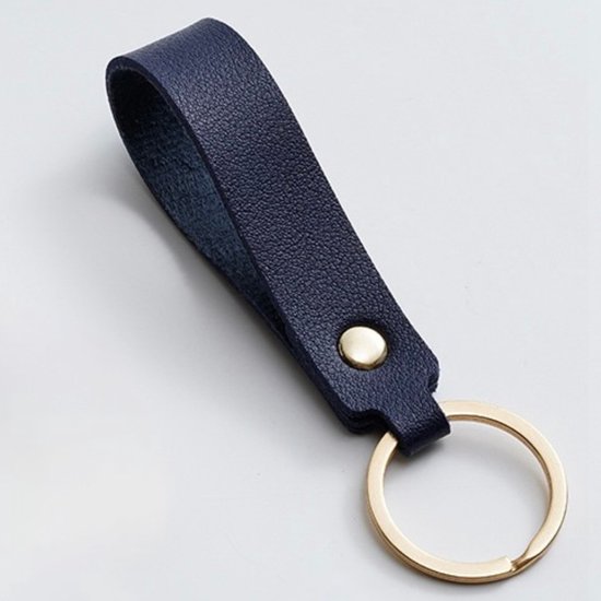 Luxe Sleutelhanger - Blauw Leer - Hanger Goud - Dames & Heren Sleutel Hanger - Tashanger - Keychain Mode Cadeau - Imitatieleer - Fashion Auto Sleutelhanger