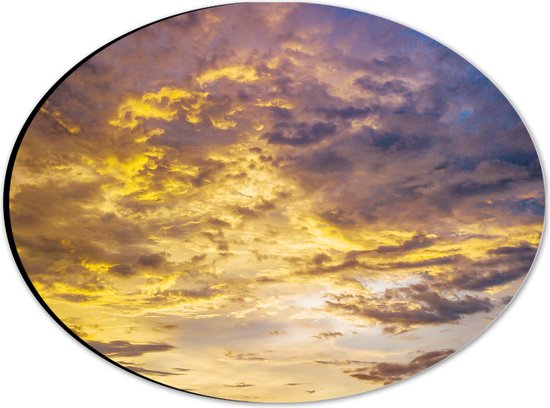 Dibond Ovaal - Oranjekleurige Wolken door Zonsondergang - 28x21 cm Foto op Ovaal (Met Ophangsysteem)