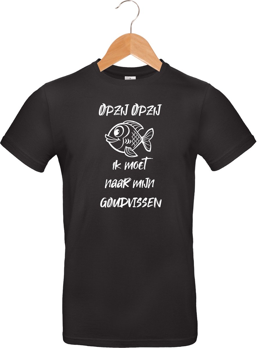 mijncadeautje - T-shirt unisex - zwart - opzij opzij ik moet naar mijn - Goudvissen - maat XL