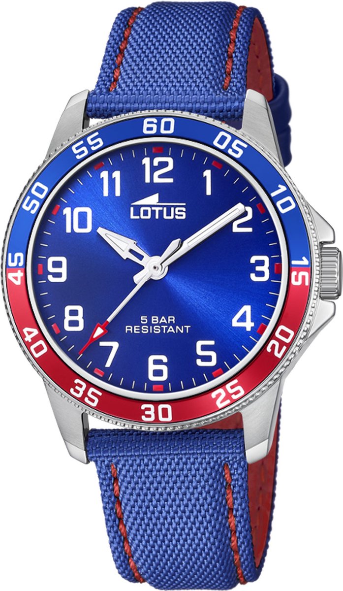 Lotus Junior collection Horloge - Lotus mensen horloge - Blauw - diameter 36 mm - roestvrij staal