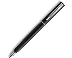 Waterman Allure-vulpen | Zwarte lak | Fijne punt | Blauwe inkt | Met geschenkdoos