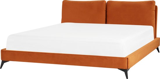 MELLE - Tweepersoonsbed - Oranje - 180 x 200 cm - Fluweel
