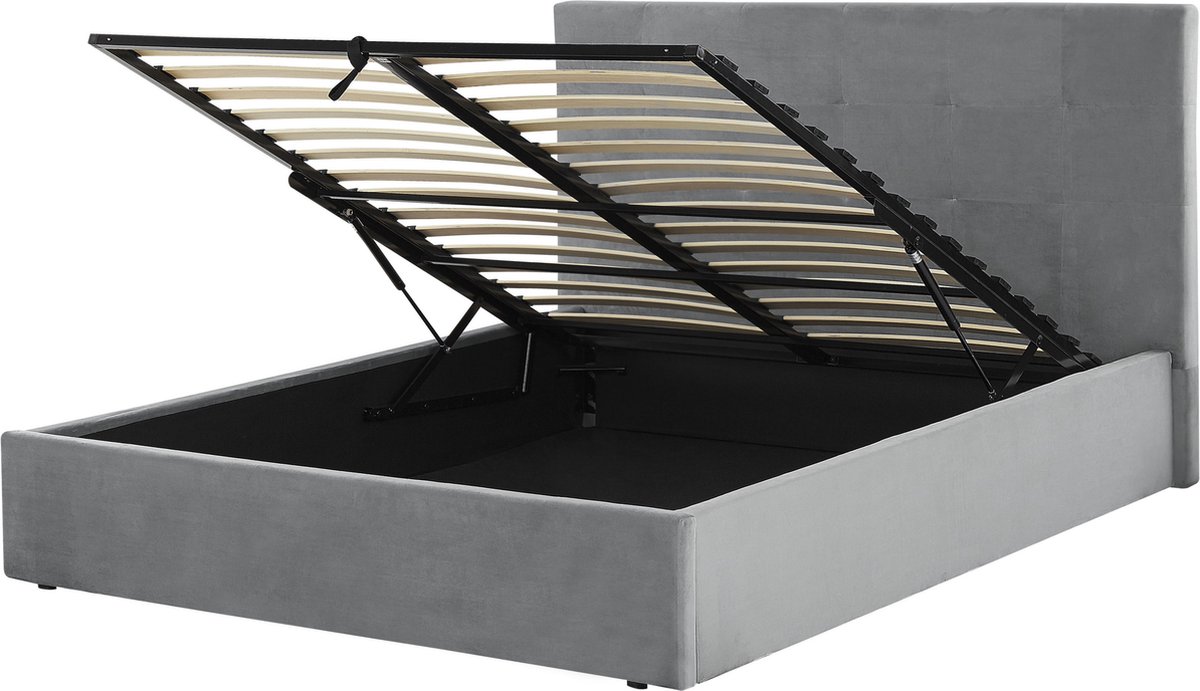 BELIANI LORIENT - Bed met opbergruimte - Lichtgrijs - 140 x 200 cm - Fluweel