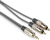 Jack naar tulp kabel - 3.5mm - Stereo - Analoog - Dubbele afscherming - Verguld - 5 meter - Donkergrijs - Allteq
