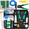 Set de testeur de Réseau - Testeur de câble - Pince à sertir - Pince à dénuder - Attache de câble - Pince LSA - Testeurs UTP, FTP, STP RJ45, RJ11 - Pochette incluse - Rheme