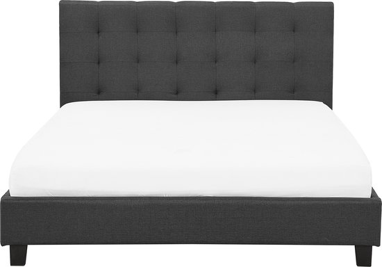ROCHELLE - Tweepersoonsbed - Donkergrijs - 160 x 200 cm - Polyester