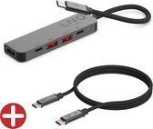 Linq byELEMENTS 5-in-1 Pro USB-C Hub - Grijs + 2M USB-C PD Kabel