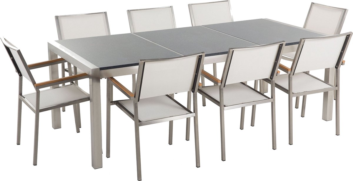GROSSETO - Tuinset voor 8 - Grijs/Wit - Graniet