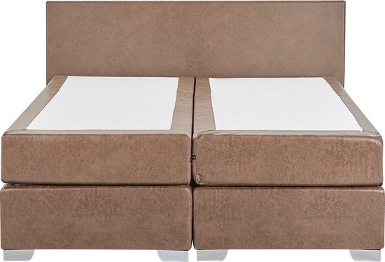PRESIDENT - Boxspringbed - Bruin - 180 x 200 cm - Kunstleer