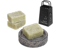Comforder 3 Amberblokjes Jasmijn - Geurblokjes Set met Schaaltje, Rasp en Geurzakje - Giftset