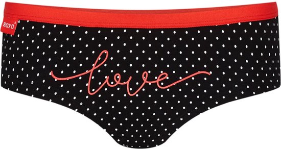 Valentine - Cadeau - Slip Femme - Love - Zwart/ Rouge - Taille M